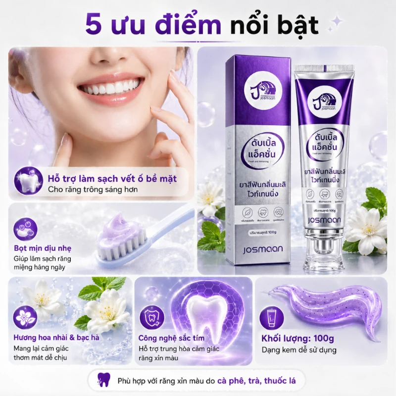 Kem Đánh Răng Josmaan Tím Thái Lan 100g