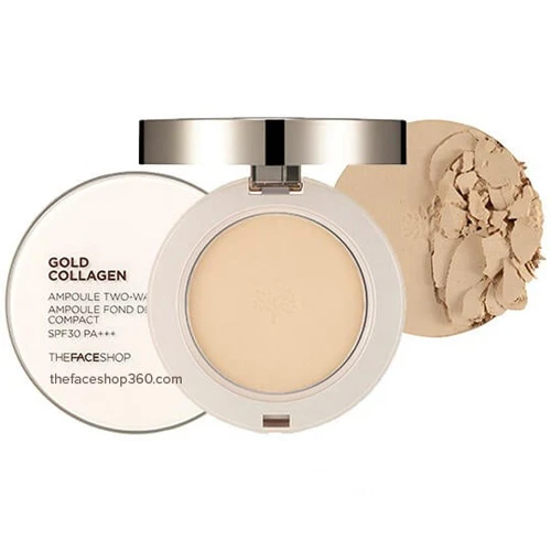 Phấn Phủ Gold Collagen Ampoule Two - Way Pact Spf30 the Face Shop