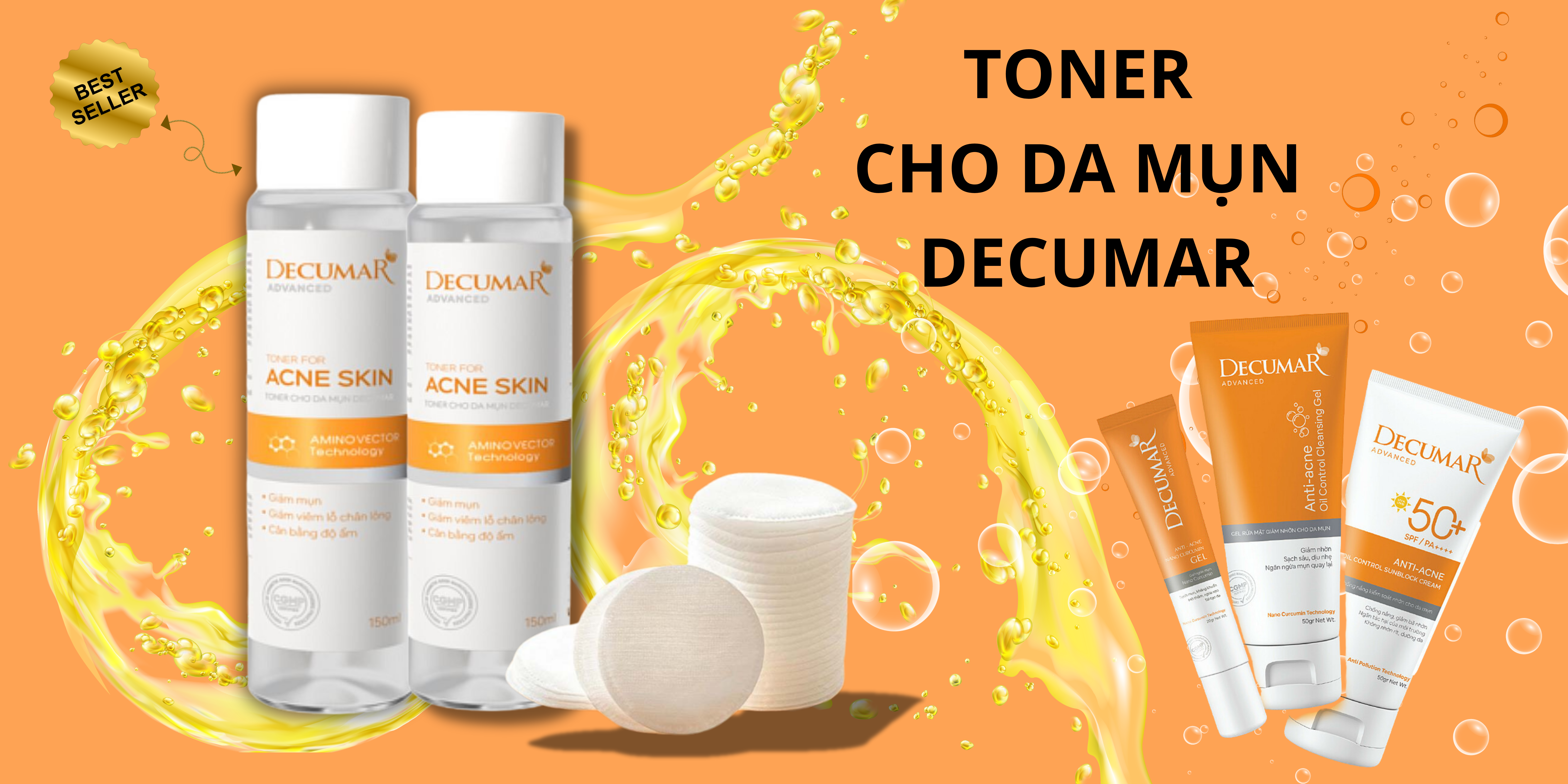 Toner Decumar Nano THC - Nước cân bằng dành riêng cho da mụn